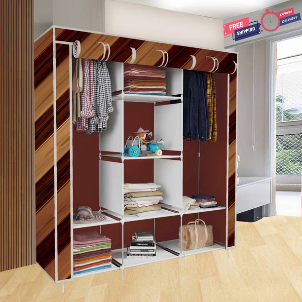 SB07 3 Door 8 Layer Unique Portable Carbon Steel Collapsible Wardrobe