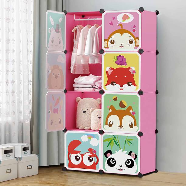 Sasimo 8-Door 8-Shelf Plastic Carbon Steel Collapsible Wardrobe