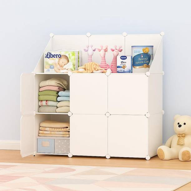 Evrum 6-Door 7-Shelf Plastic almirah for kids, almirah of clothes ,cupboard PC Collapsible Wardrobe