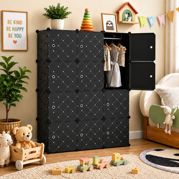 Hayosha 12-Door 12-Shelf Plastic kids & Adults Collapsible Cupboard PC Collapsible Wardrobe