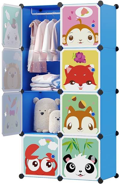 Keekos 8-Door 8-Shelf Plastic Kids Collapsible Cupboard PC Collapsible Wardrobe PC Collapsible Wardrobe