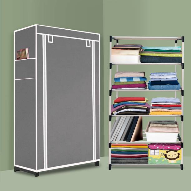 INSIDE STYLE Portable Collapsible Cloth Wardrobe – 6 Shelf Foldable Storage Cabinet PP Collapsible Wardrobe