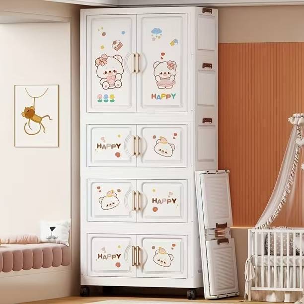 Sasimo 1-Wardrobe 8-Door 4-Shelf Plastic foldable Cupboard PC Collapsible Wardrobe