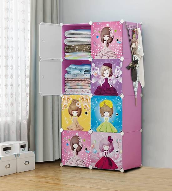 LIGER BLINDS 8-Door 8-Shelf Plastic kids Collapsible Cupboard PC Collapsible Wardrobe