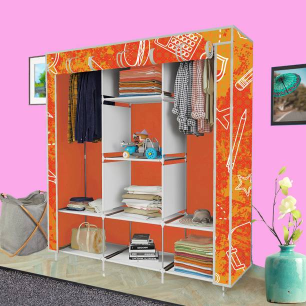 KushHome C1 Printed Wardrobe Carbon Steel Collapsible Wardrobe