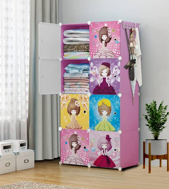 Sasimo 8-Door 8-Shelf Plastic kids Collapsible Cupboard Carbon Steel Collapsible Wardrobe