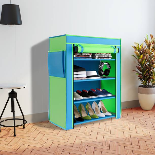 FABURA 4 Shelf Plastic Pipes & Cover PP Collapsible Wardrobe