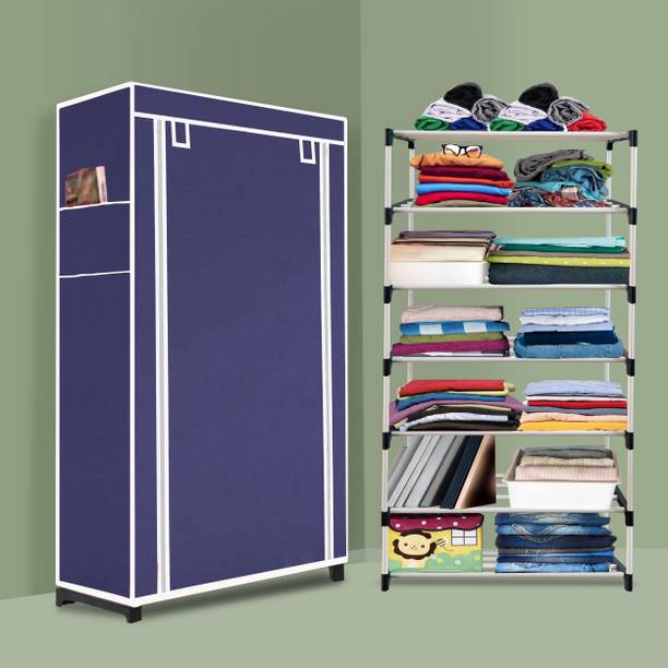 TRILLLIUM Bedroom – 6 Shelf Foldable Almirah, Portable Clothes Storage Rack for Home PP Collapsible Wardrobe