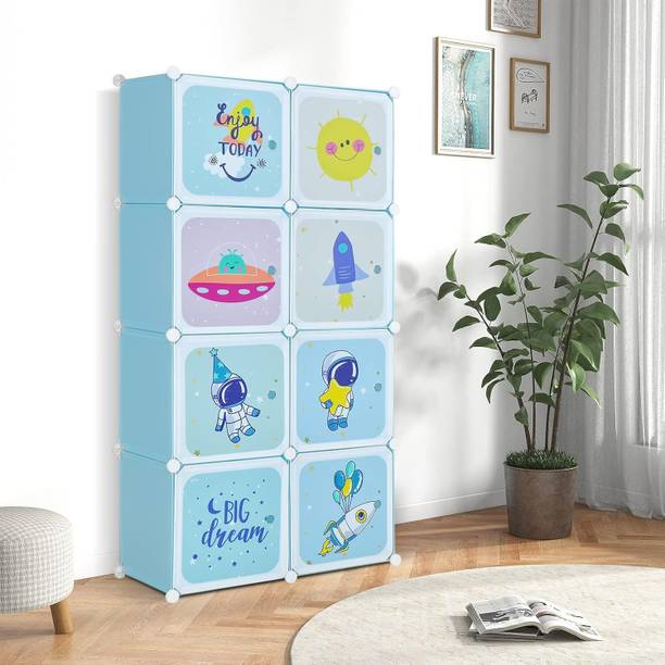 Keekos 8-Door 8-Shelf Plastic Kids Collapsible Cupboard PC Collapsible Wardrobe PC Collapsible Wardrobe