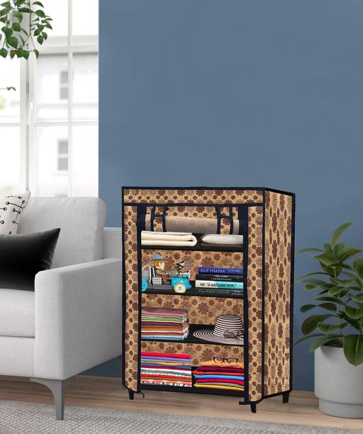 ROBMOB Modern Fabric Collapsible Wardrobe 4 Layer Dustproof Storage Unit Carbon Steel Collapsible Wardrobe