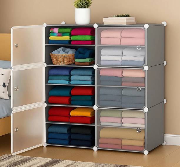 Sasimo 6-Door 12-Shelf Plastic kids Collapsible Cupboard PC Collapsible Wardrobe