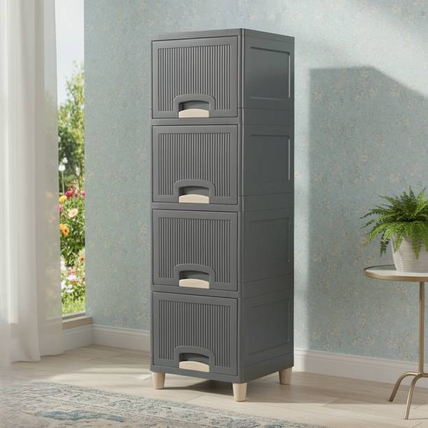 GROTHEORY Multi layer Plastic Storage Cabinet for Clothes with Spacious Drawers PP Collapsible Wardrobe