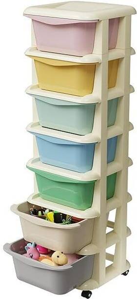 ASHLAS 7 Modular Drawer Storage Organizer/Plastic Chest of Drawers for Kitchen Storage PP Collapsible Wardrobe