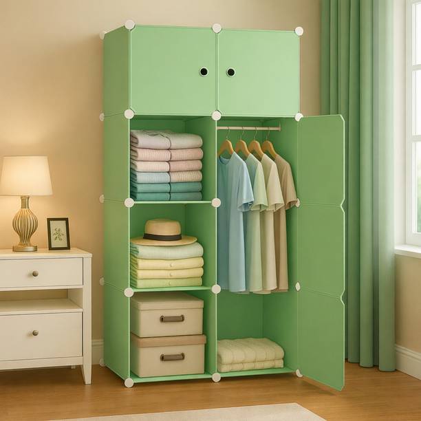 MEVIGO 8-Door 8-Shelf Plastic Collapsible Cupboard PC Collapsible Wardrobe