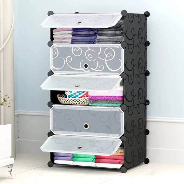 Sasimo 5 Door 5 Shelf Plastic Collapsible PC Collapsible Wardrobe