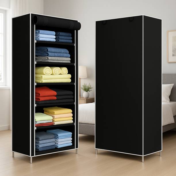 Porchex 6 Shelves Clothes Storage Rack Wardrobe/Cabinet/Multipurpose , Foldable, PP Collapsible Wardrobe