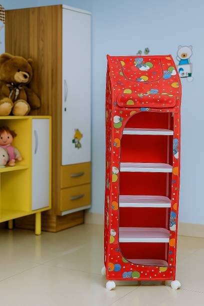 DIEKUCHE 1 Door 6 Shelf Open Plastic Kids Wardrobe Almirah PP Collapsible Wardrobe