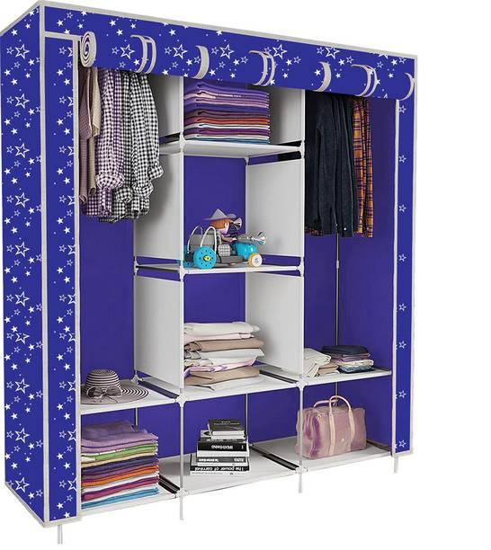 ZENVEXYO 88130 Micro Fiber metalic Carbon Steel Collapsible Wardrobe
