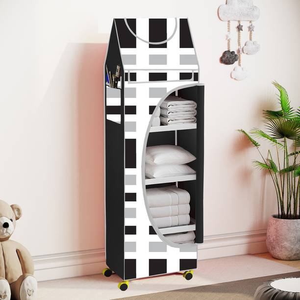 FurniGully Baby 5 Shelve Unbreakable Material PVC Collapsible Wardrobe PP Collapsible Wardrobe