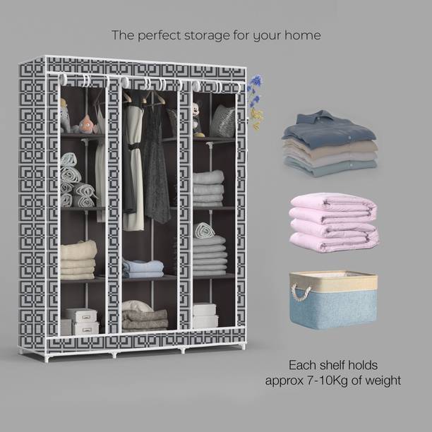 Home Reserve C2 Printed Collapsible Wardrobe Carbon Steel Collapsible Wardrobe