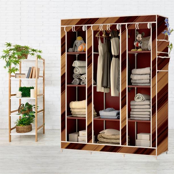 SPIRITED 10 Shelf Digital Print Carbon Steel Collapsible Wardrobe