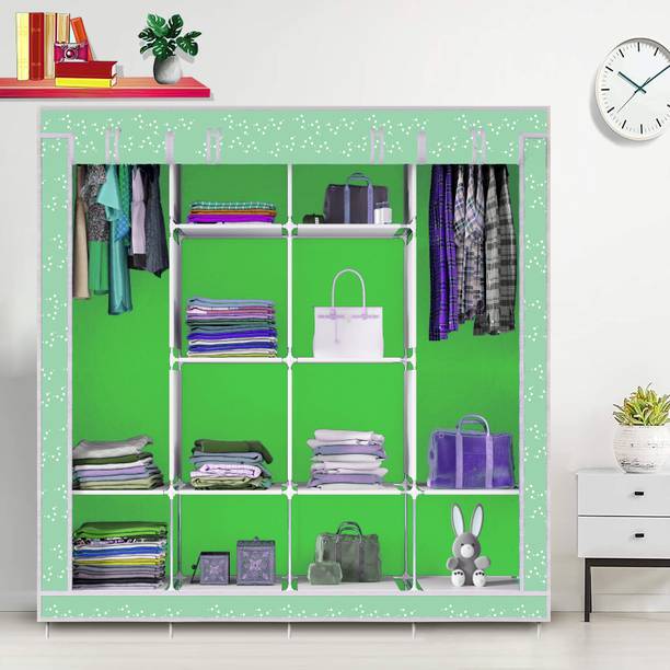 Incline Portable Almirah – Foldable Carbon Steel Frame with 12 Non-Woven Shelves Carbon Steel Collapsible Wardrobe