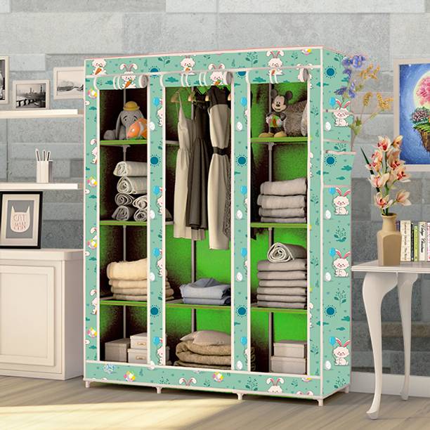 KushHome C2 Printed Wardrobe Carbon Steel Collapsible Wardrobe