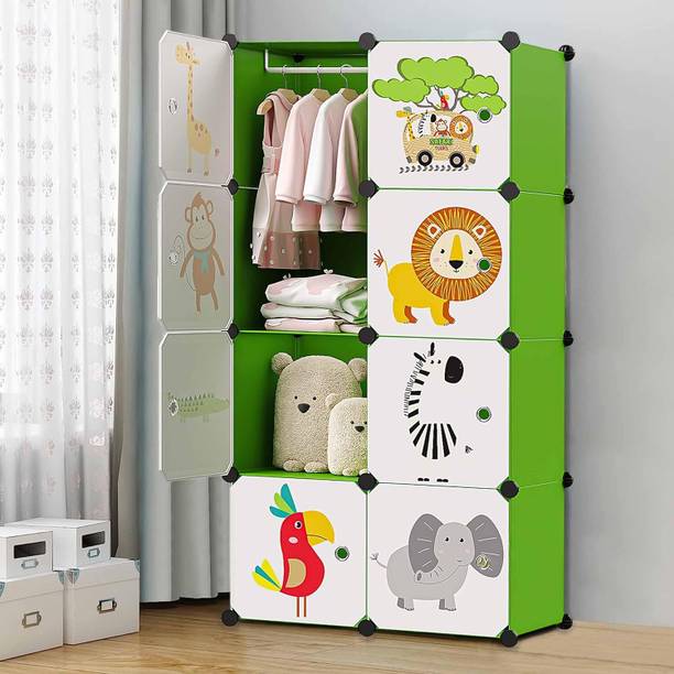 ZIVETY 8-Shelf 8 Door almirah of clothes, cupboard clothes , wardrobe plastic almirah PP Collapsible Wardrobe