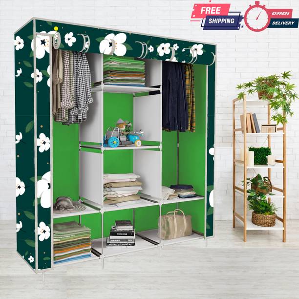 INSIDE STYLE 2 Door 6 Shelves Cloth Rack Storage Organizer Almirah Carbon Steel Collapsible Wardrobe