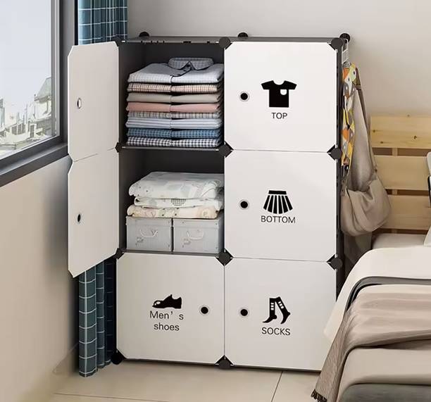 Sasimo 6-Door 6-Shelf Plastic kids Collapsible Cupboard PC Collapsible Wardrobe