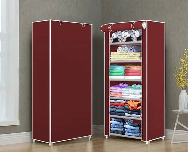 PEDALUP 6 Tire Shelf Foldable Collapsible Wardrobe Storage Organizer Almirah Cloth &Rack PVC Collapsible Wardrobe