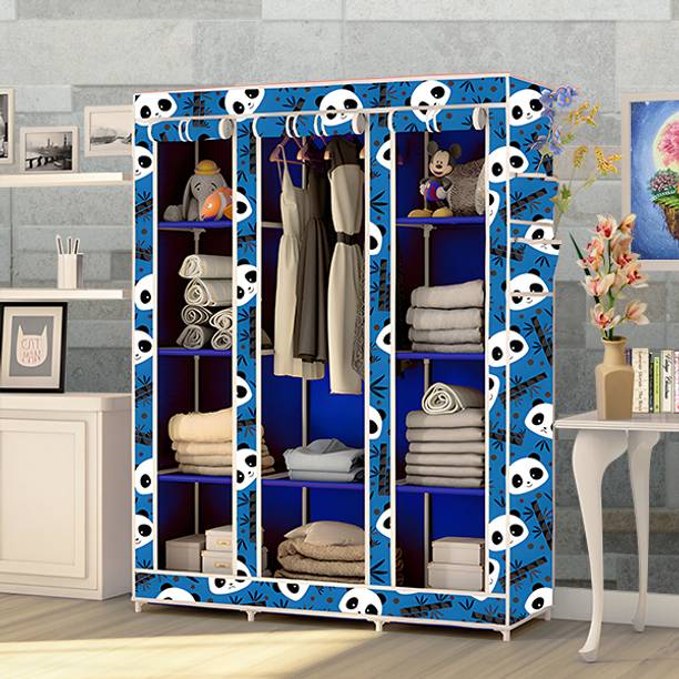 KushHome C2 Printed Wardrobe Carbon Steel Collapsible Wardrobe