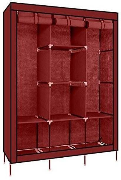 GOD WISH 88130 With Pocket, 6+2 Fancy Layer Wardrobe Portable Foldable for Clothes Carbon Steel Collapsible Wardrobe