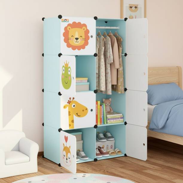 BIONworld 8-Door 8-Shelf Plastic Collapsible Cupboard Wardrobe for Kids Clothes & Toys PP Collapsible Wardrobe