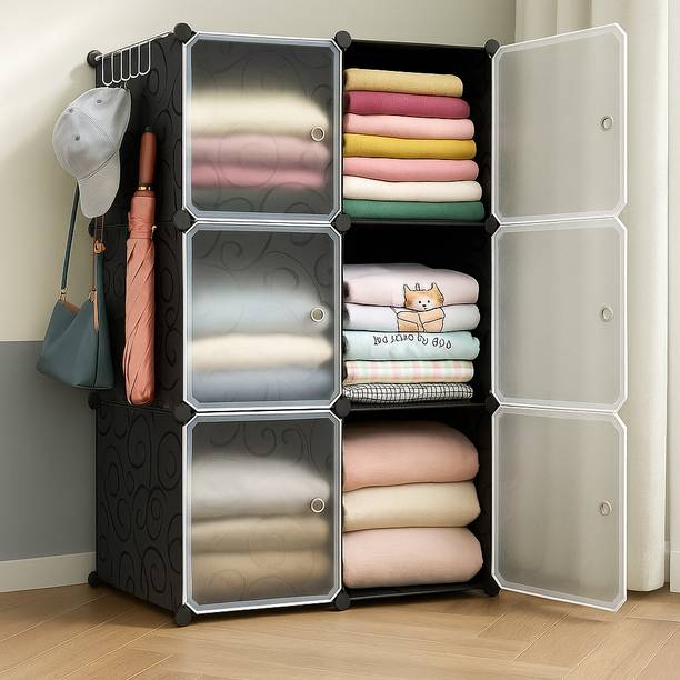 Evrum 6-Door 6-Shelf Plastic almirah for kids, almirah of clothes ,cupboard PC Collapsible Wardrobe