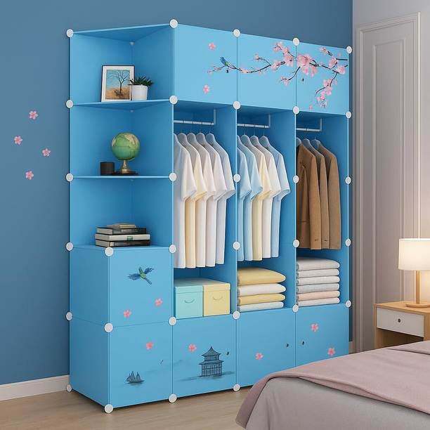 Evrum 10-Door 12-Shelf Plastic almirah for kids, almirah of clothes ,cupboard PC Collapsible Wardrobe