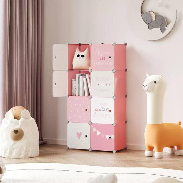 Evrum 8-Door 8-Shelf Plastic almirah for kids, almirah of clothes ,cupboard PC Collapsible Wardrobe