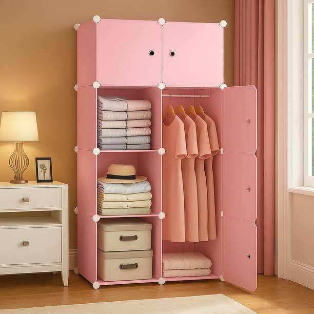 MEVIGO 8-Door 8-Shelf Plastic Collapsible Cupboard PC Collapsible Wardrobe