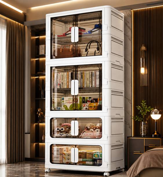 Sasimo 2-Wardrobe 8-Door 6-Shelf Plastic foldable Cupboard PC Collapsible Wardrobe