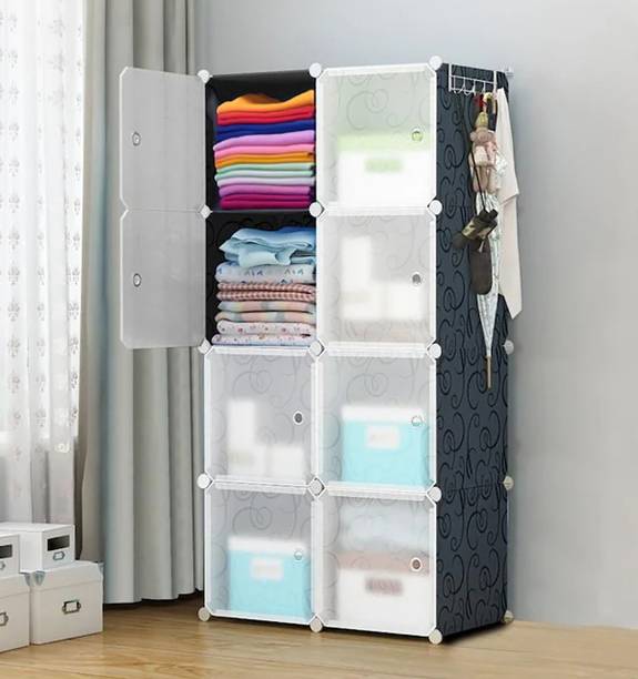 MEVIGO 8-Door 8-Shelf Plastic Collapsible Cupboard PC Collapsible Wardrobe