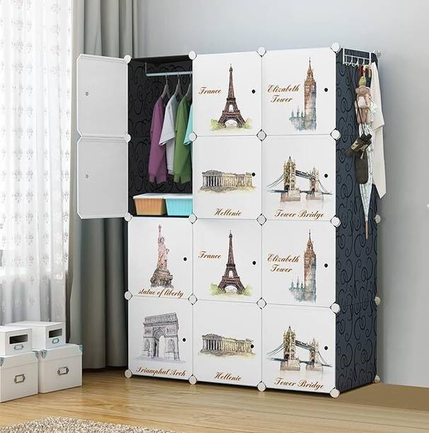 Equality Overseas 12-Door Shelf Plastic kids Collapsible Cupboard PP Collapsible Wardrobe