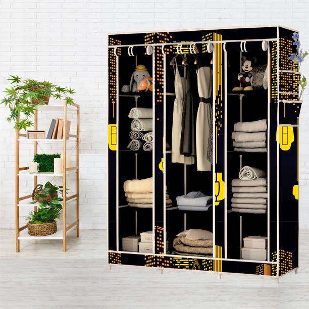 SPIRITED 10 Shelf Digital Print Carbon Steel Collapsible Wardrobe