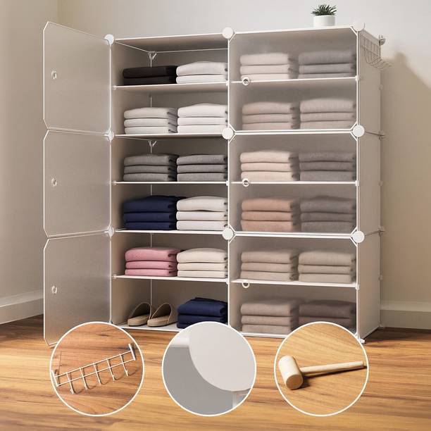 Sasimo 6-Door 12-Shelf Plastic kids Collapsible Cupboard PC Collapsible Wardrobe