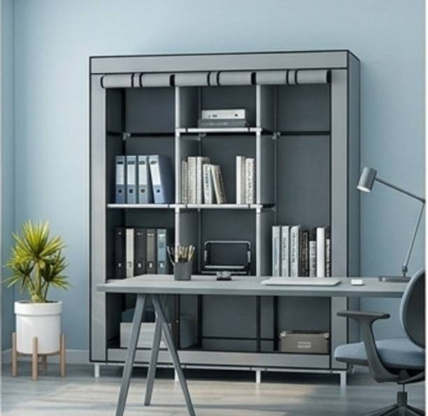 SHOEVAULT SOLID GREY WARDROBE Carbon Steel Collapsible Wardrobe