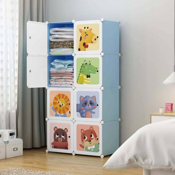 Bhagwati 8-Door Shelf Plastic kids Collapsible Cupboard PP Collapsible Wardrobe