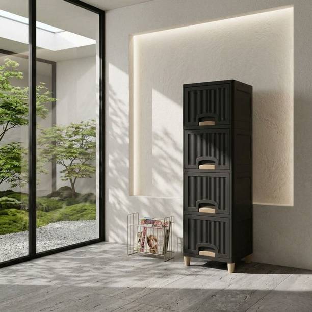 SUPTIKES Multi layer Plastic Storage Cabinet for Clothes with Spacious Drawers PP Collapsible Wardrobe