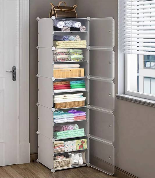 Sasimo 5-Door 10-Shelf Plastic PC Collapsible Wardrobe