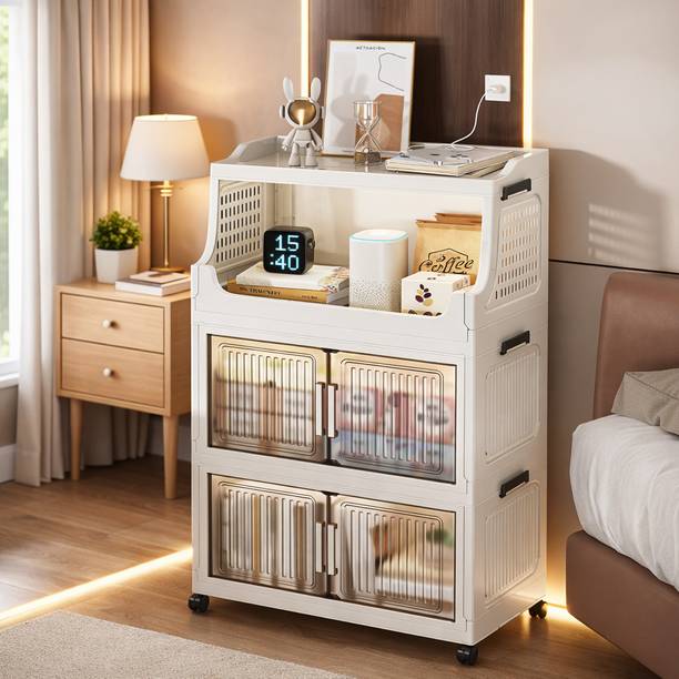 Evrum 2-Shelf Plastic Collapsible Cupboard PC Collapsible Wardrobe