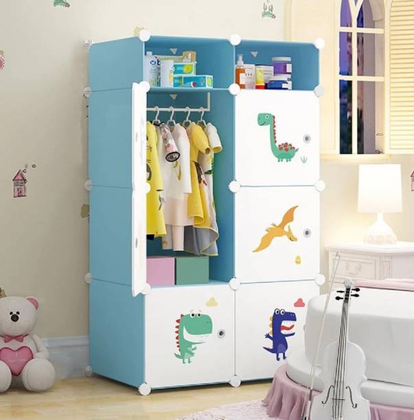 ZIVETY 6-Door 8-Shelf Plastic almirah for kids, almirah of clothes ,cupboard clothes PP Collapsible Wardrobe