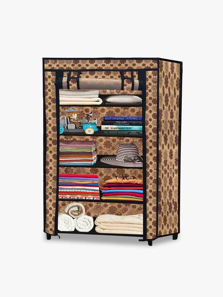 SANAMSTORE Stylish Collapsible Wardrobe 5 Layer with Easy Assemble Storage Rack Carbon Steel Collapsible Wardrobe